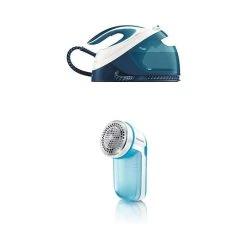 Philips Centrale Vapeur De 1,8L 6,2 Bars 2600W Avec Rasoir Anti Bouloches Bleu...