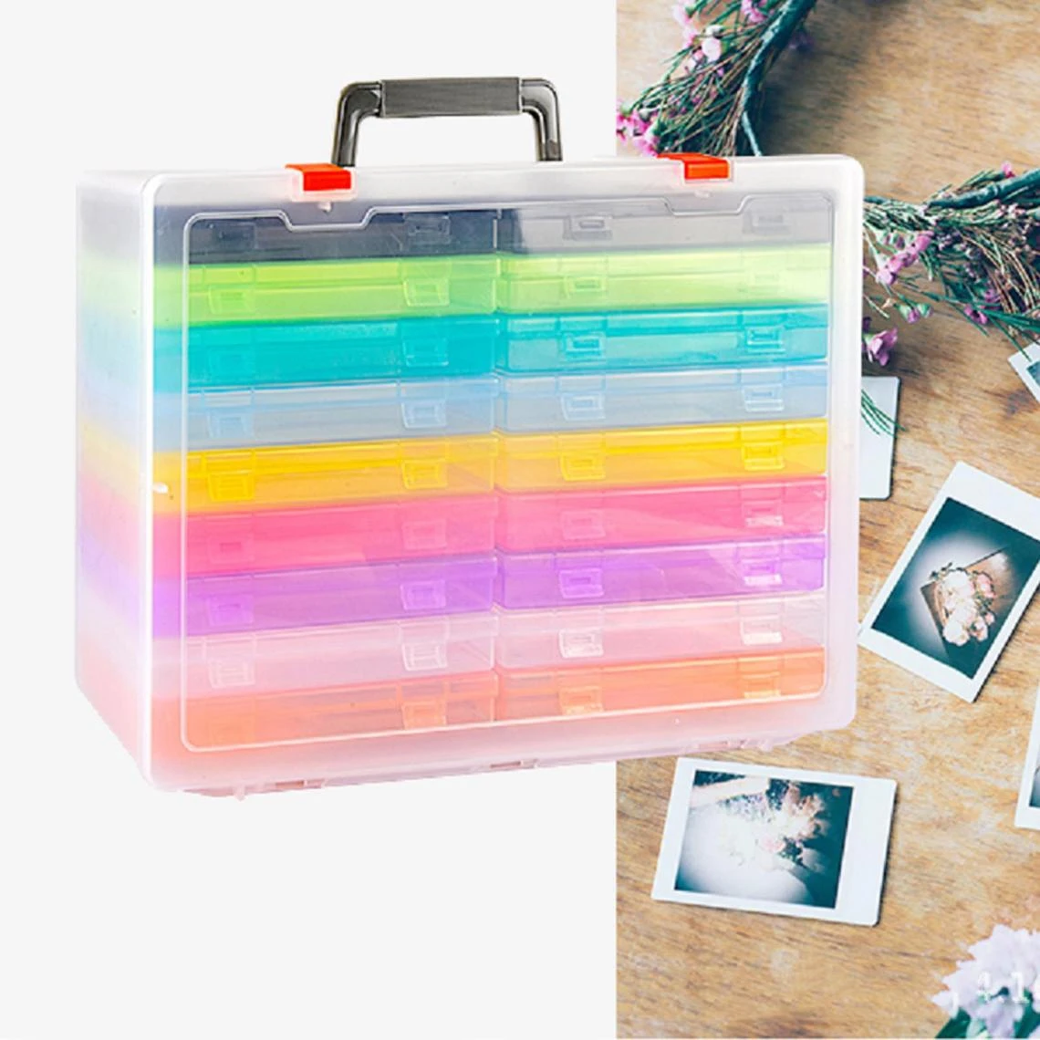 Marque Generique étuis Photo En Plastique 4x6 Boîte De Rangement Colorée – Image 3