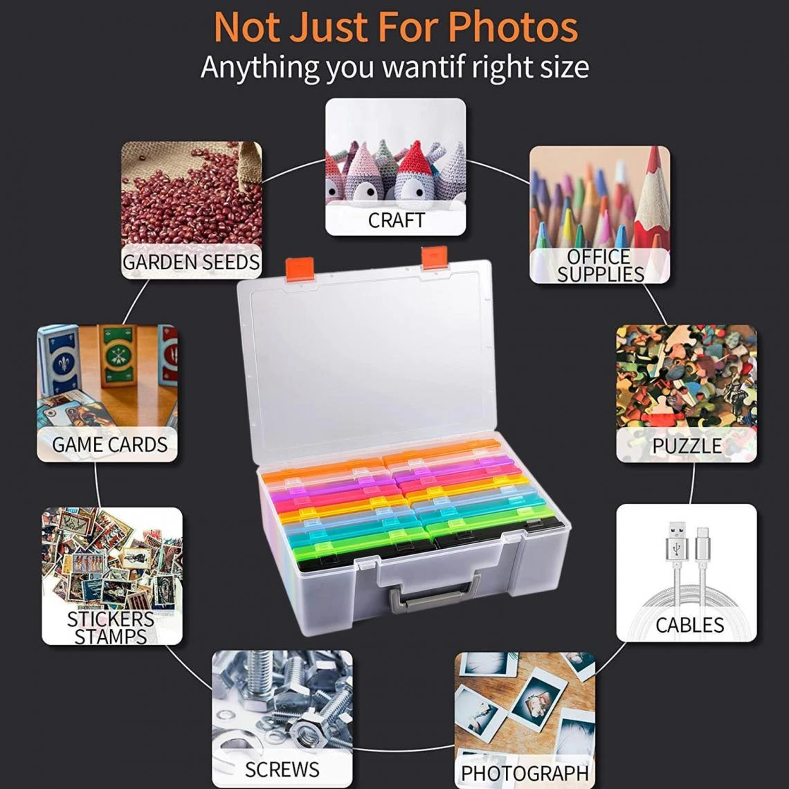 Marque Generique étuis Photo En Plastique 4x6 Boîte De Rangement Colorée – Image 4