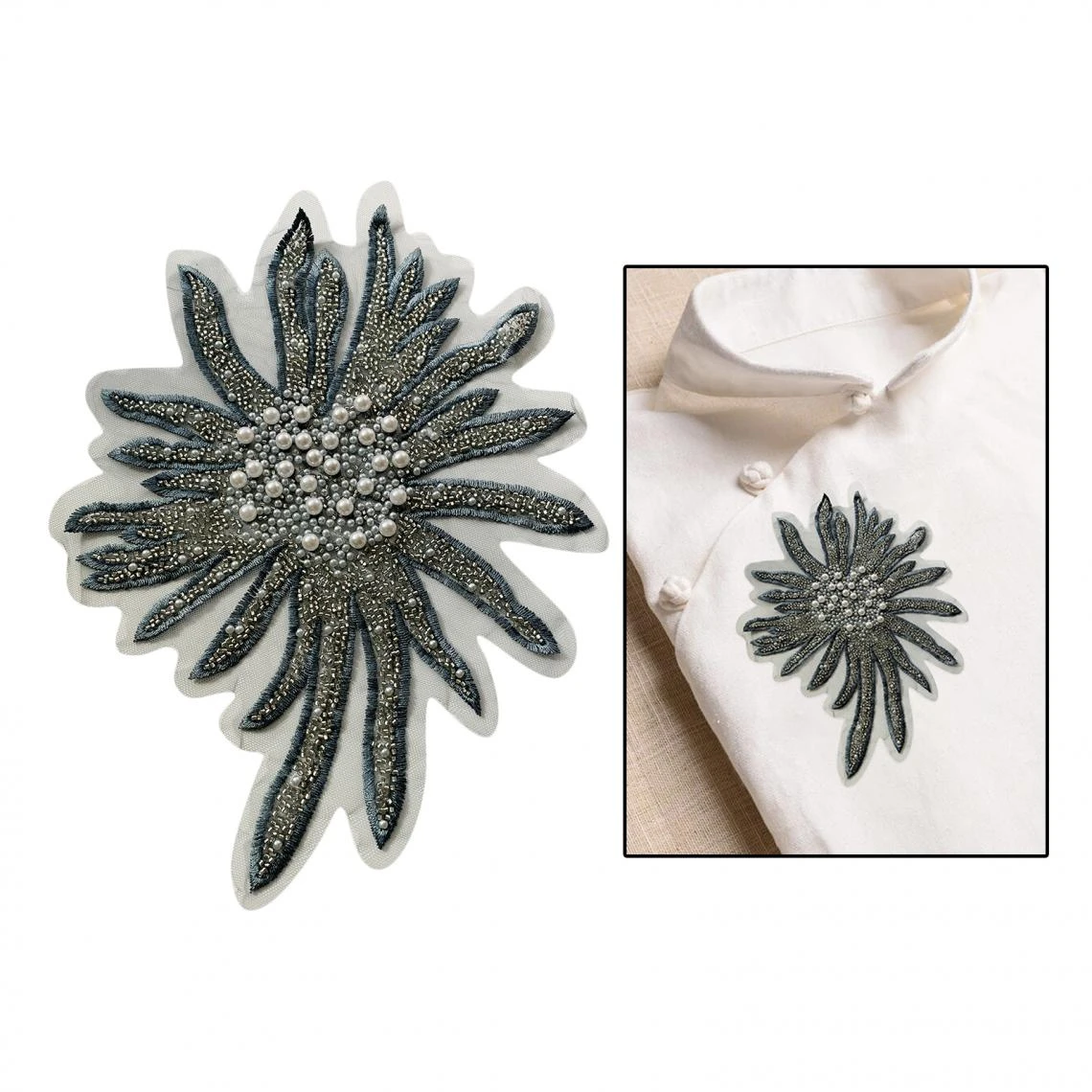 Marque Generique Faux Perles Fleurs Patchs Coudre Sur Pâte Garniture Brodée Appliques... – Image 3