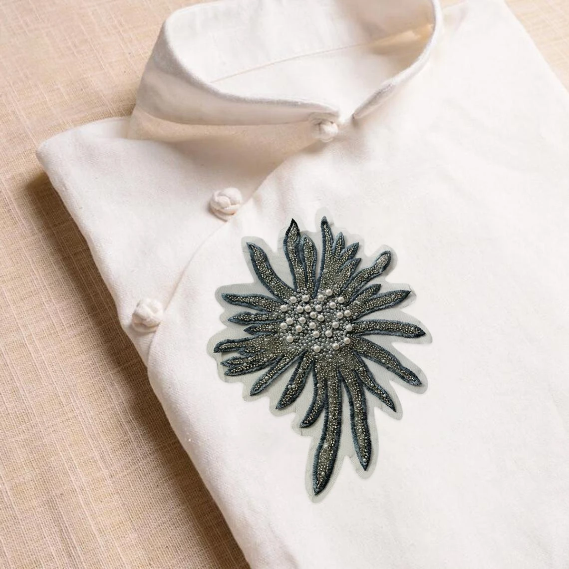 Marque Generique Faux Perles Fleurs Patchs Coudre Sur Pâte Garniture Brodée Appliques... – Image 4