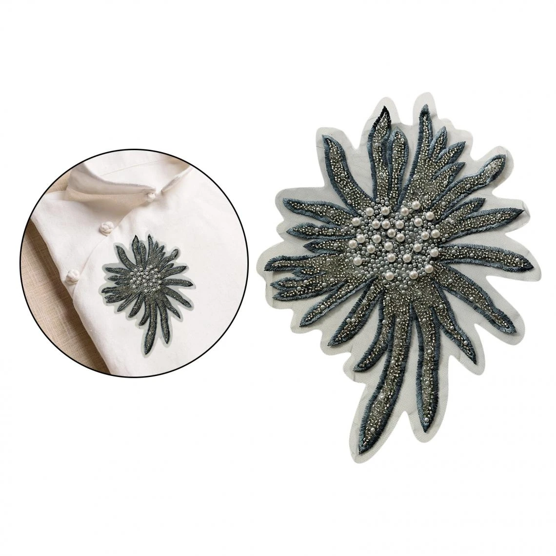 Marque Generique Faux Perles Fleurs Patchs Coudre Sur Pâte Garniture Brodée Appliques... – Image 5