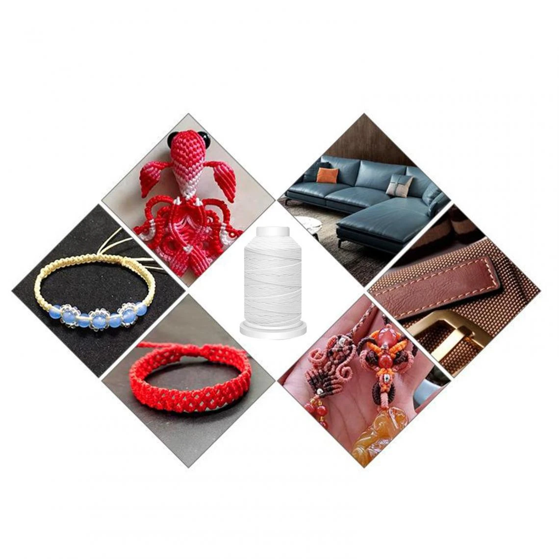 Marque Generique Polyester Ciré Fil À Coudre En Cuir 1mm – Image 2